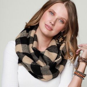 Black and Tan Checkered Infinity Scarf